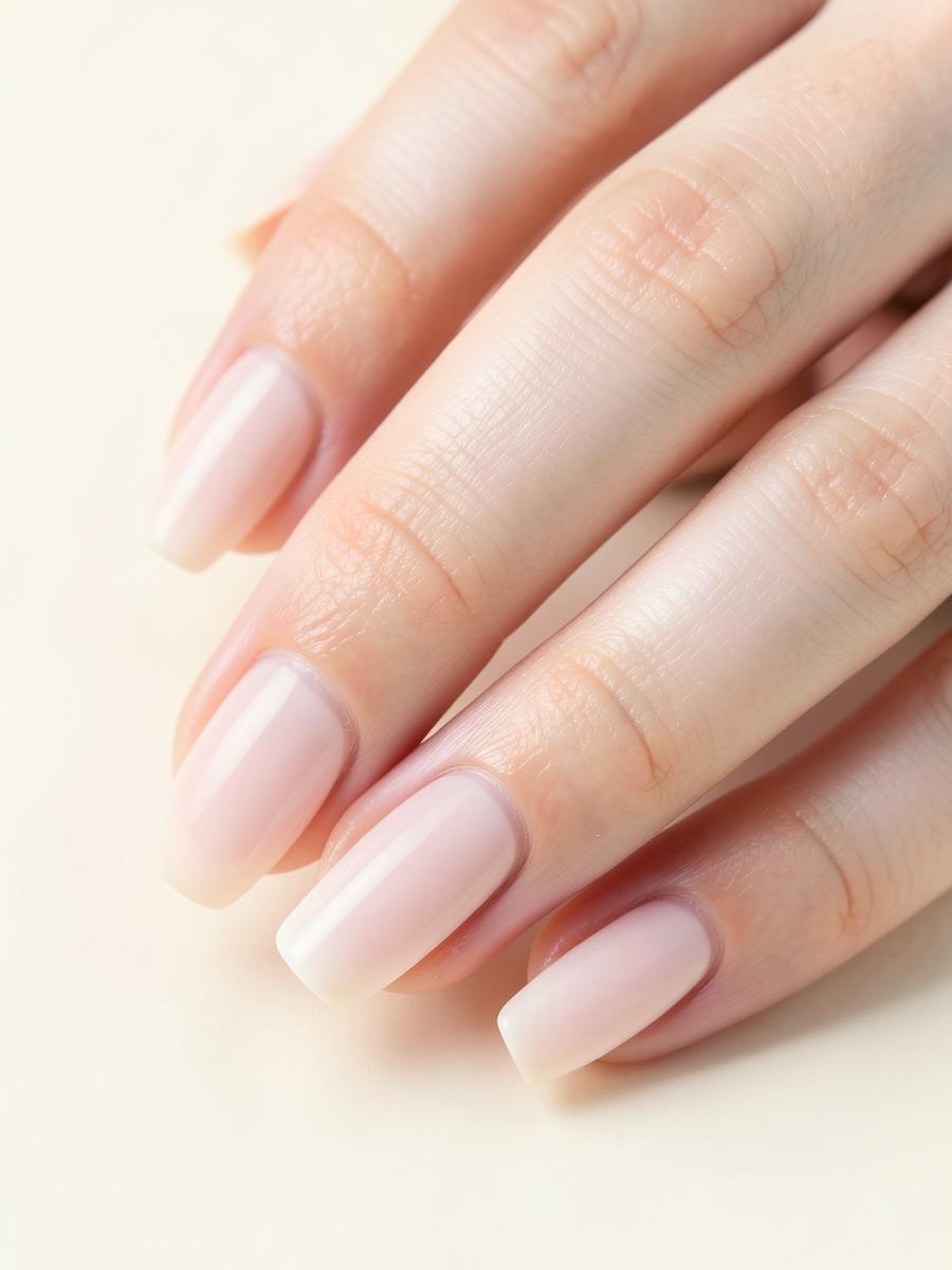 Bare nude manicure with a natural finish