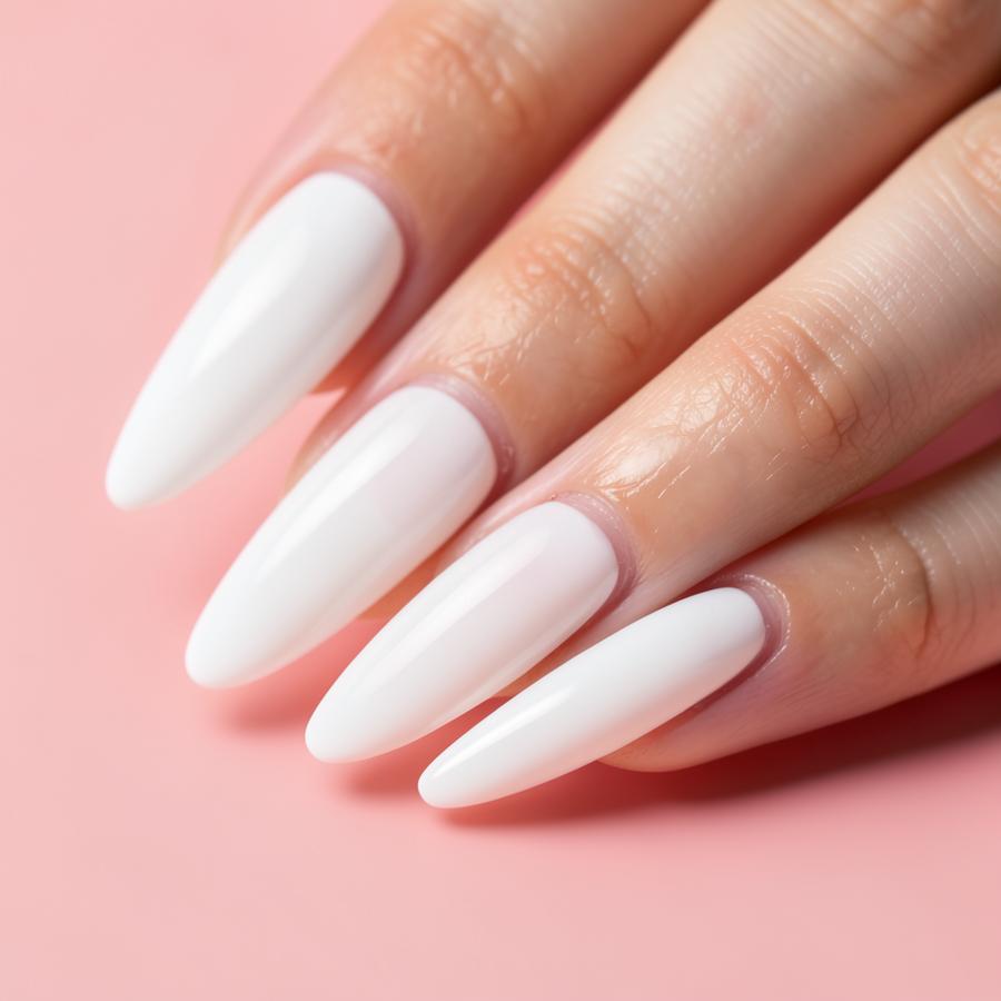 Soft white french tips on almond nails